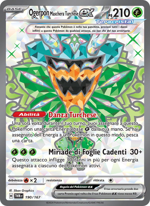 Ogerpon Maschera Turchese-ex 190/226 — Twilight Masquerade (Italian Pokémon TCG card)