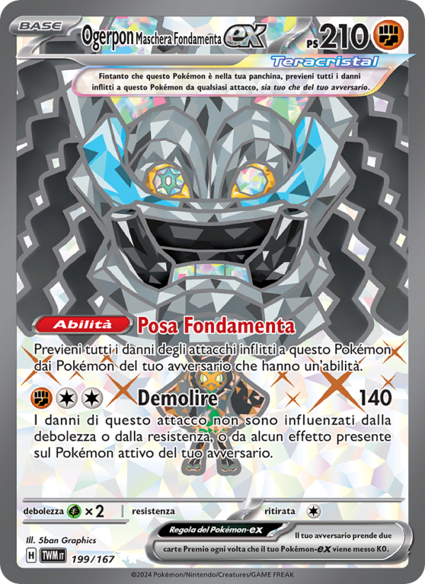 Ogerpon Maschera Fondamenta-ex 199/226 — Twilight Masquerade (Italian Pokémon TCG card)