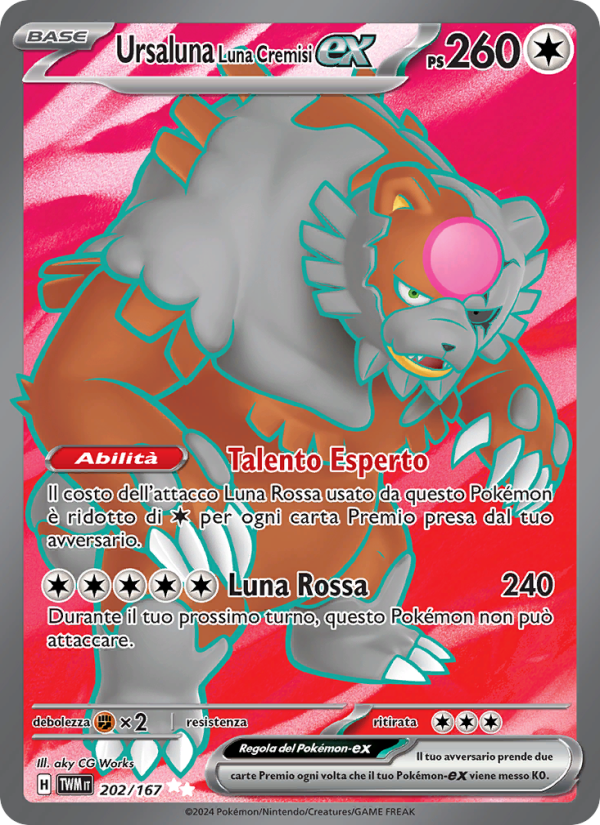 Ursaluna Luna Cremisi-ex 202/226 — Twilight Masquerade (Italian Pokémon TCG card)