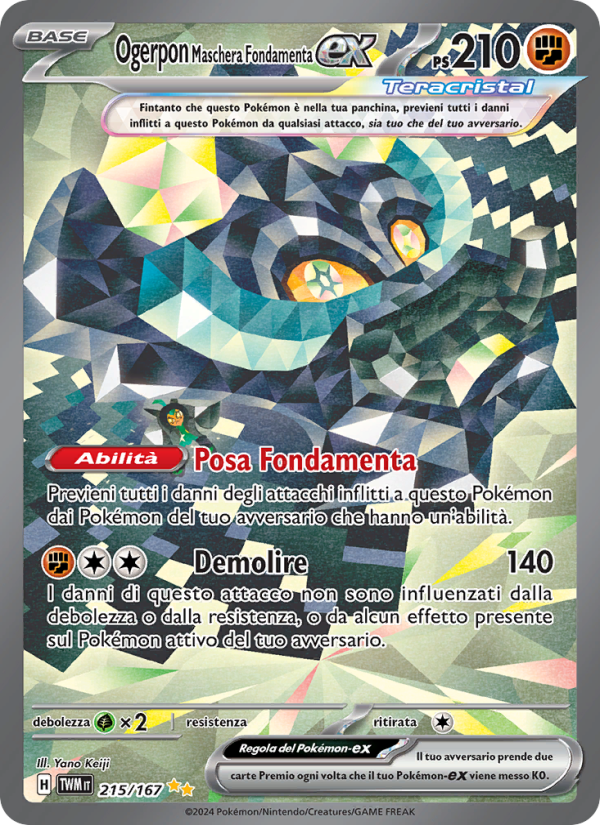 Ogerpon Maschera Fondamenta-ex 215/226 — Twilight Masquerade (Italian Pokémon TCG card)