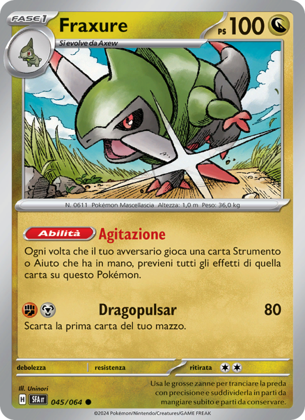 Fraxure 045/99 — Shrouded Fable (Italian Pokémon TCG card)