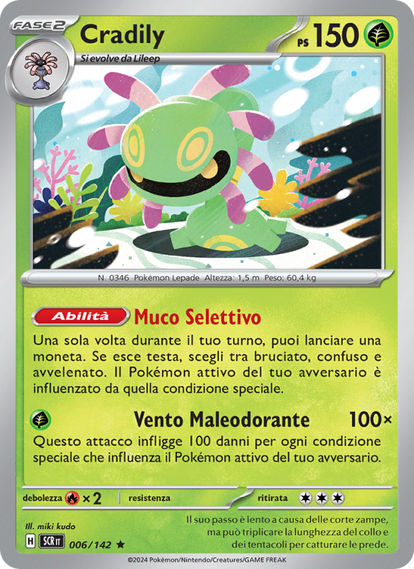 Cradily 006/175 — Stellar Crown (Italian Pokémon TCG card)