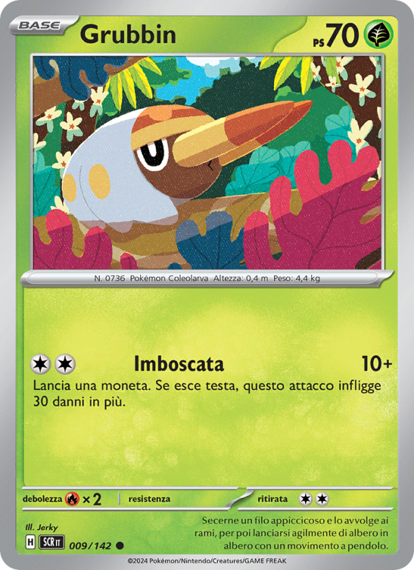 Grubbin 009/175 — Stellar Crown (Italian Pokémon TCG card)