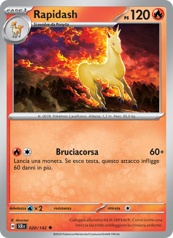 Rapidash 020/175 — Stellar Crown (Italian Pokémon TCG card)