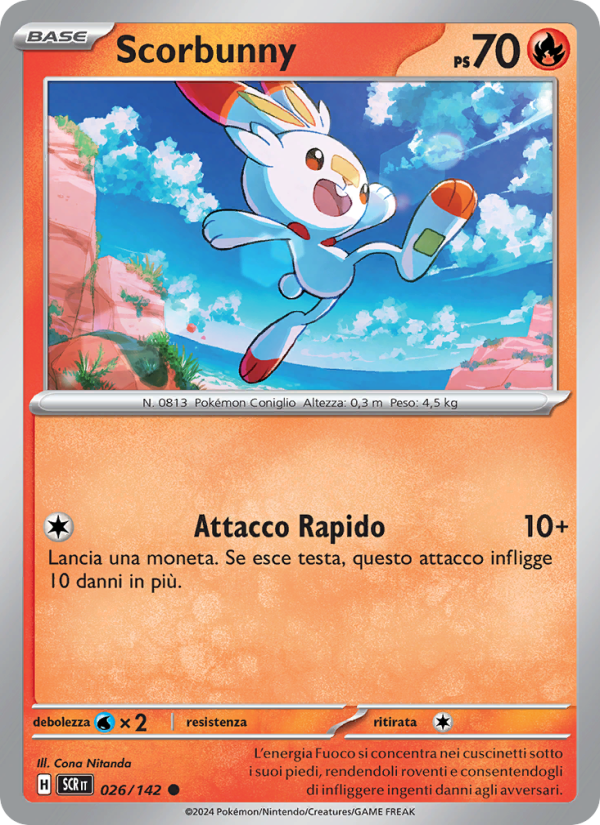 Scorbunny 026/175 — Stellar Crown (Italian Pokémon TCG card)