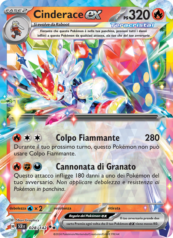 Cinderace-ex 028/175 — Stellar Crown (Italian Pokémon TCG card)