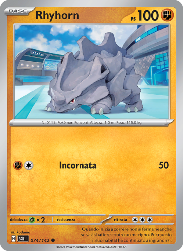 Rhyhorn 074/175 — Stellar Crown (Italian Pokémon TCG card)