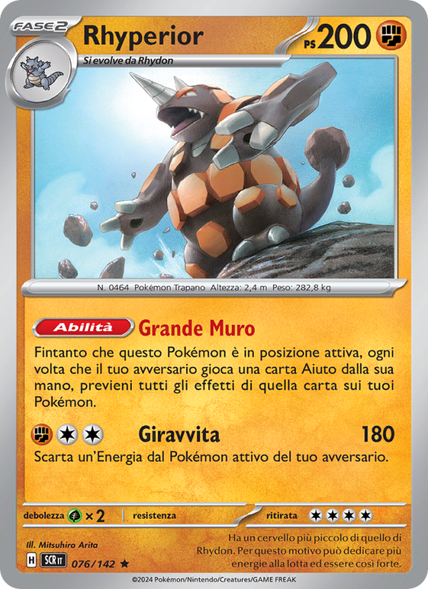 Rhyperior 076/175 — Stellar Crown (Italian Pokémon TCG card)