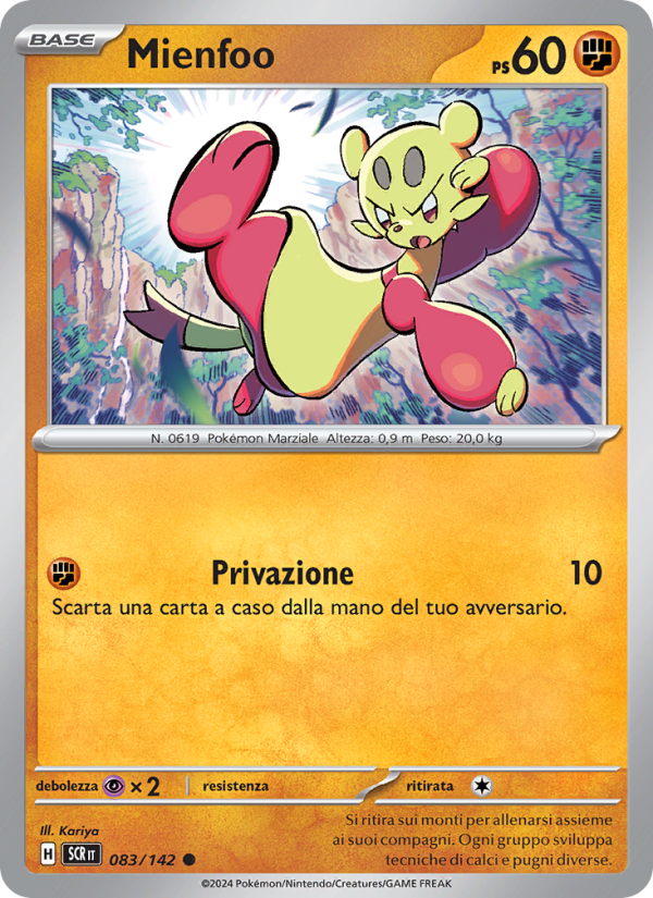 Mienfoo 083/175 — Stellar Crown (Italian Pokémon TCG card)