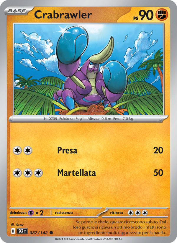 Crabrawler 087/175 — Stellar Crown (Italian Pokémon TCG card)