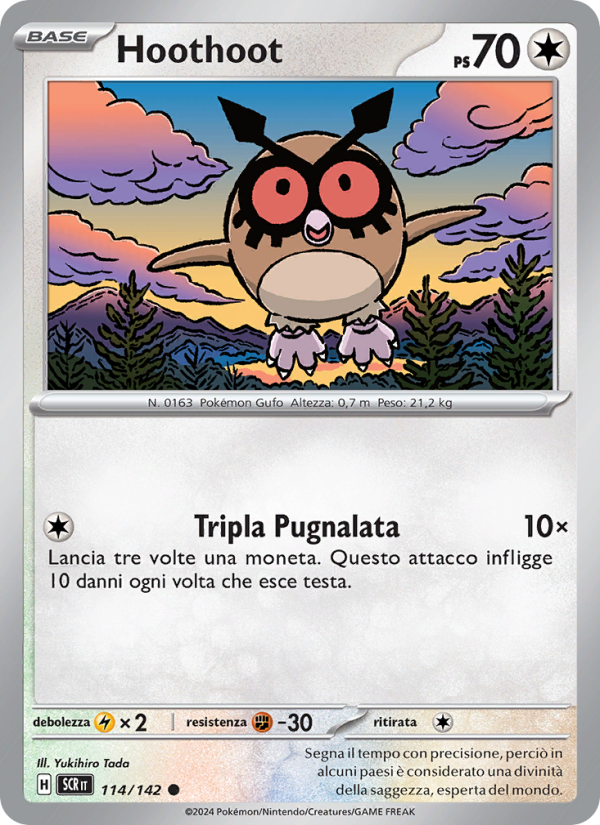 Hoothoot 114/175 — Stellar Crown (Italian Pokémon TCG card)