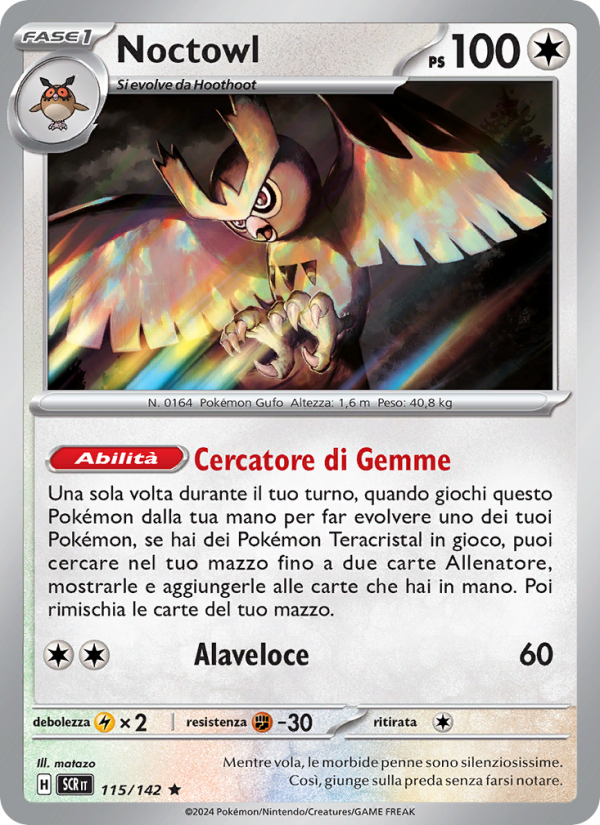 Noctowl 115/175 — Stellar Crown (Italian Pokémon TCG card)