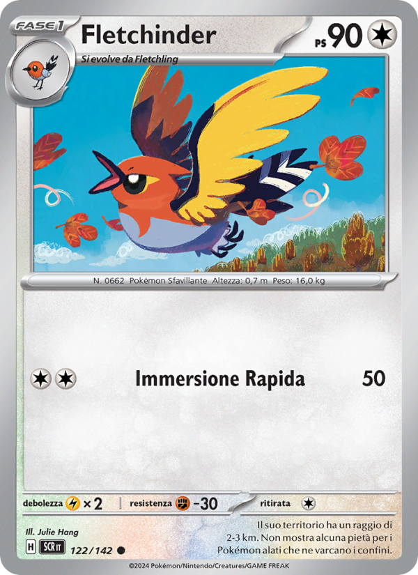 Fletchinder 122/175 — Stellar Crown (Italian Pokémon TCG card)