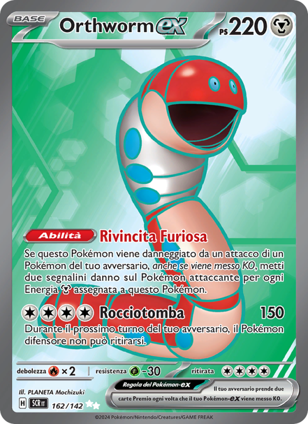 Orthworm-ex 162/175 — Stellar Crown (Italian Pokémon TCG card)