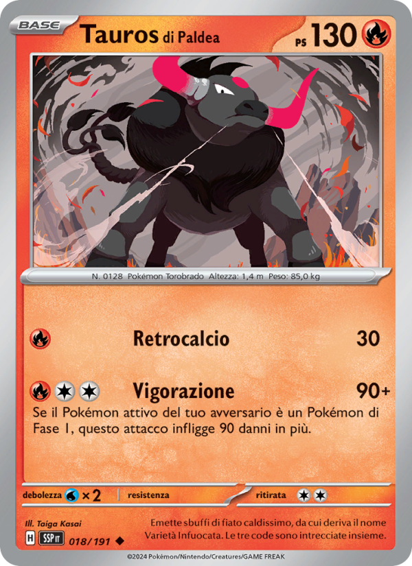 Tauros di Paldea 018/252 — Surging Sparks (Italian Pokémon TCG card)