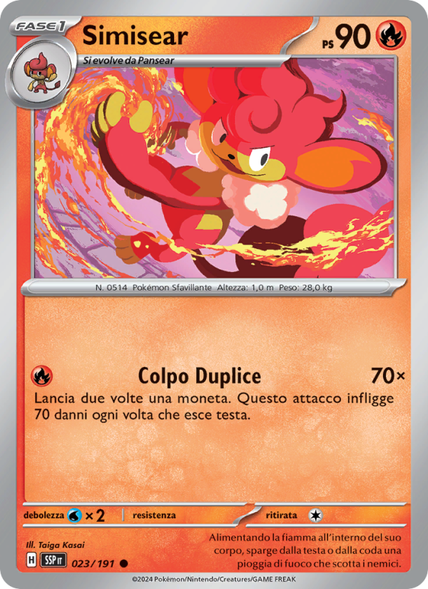 Simisear 023/252 — Surging Sparks (Italian Pokémon TCG card)