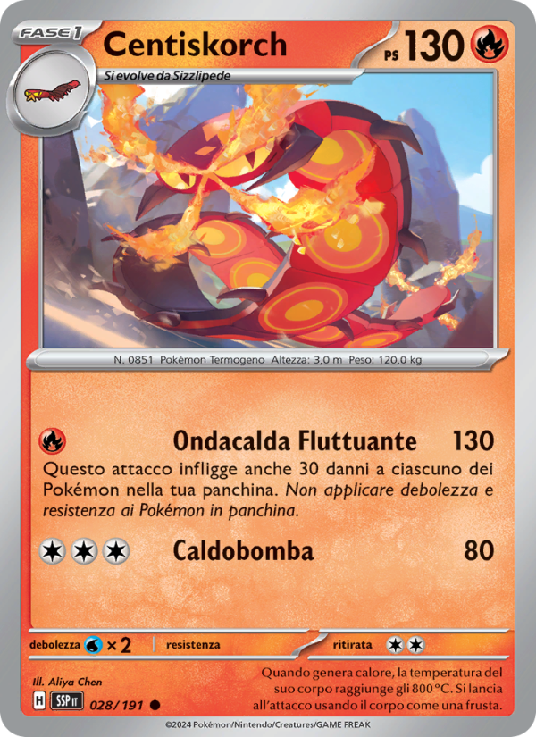 Centiskorch 028/252 — Surging Sparks (Italian Pokémon TCG card)