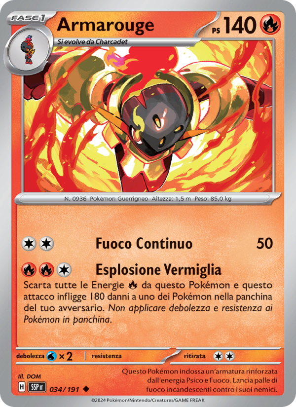 Armarouge 034/252 — Surging Sparks (Italian Pokémon TCG card)