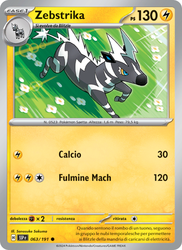 Zebstrika 063/252 — Surging Sparks (Italian Pokémon TCG card)