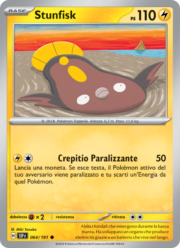 Stunfisk 064/252 — Surging Sparks (Italian Pokémon TCG card)