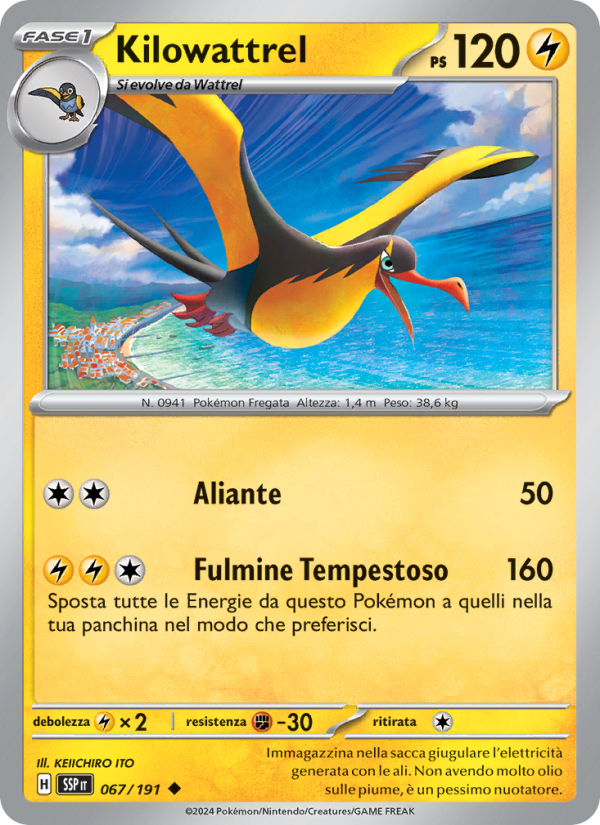 Kilowattrel 067/252 — Surging Sparks (Italian Pokémon TCG card)