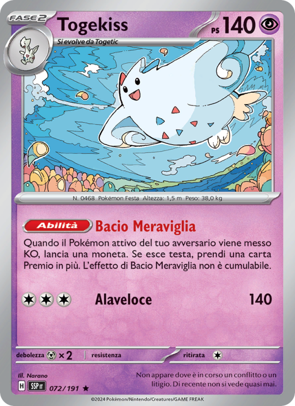 Togekiss 072/252 — Surging Sparks (Italian Pokémon TCG card)