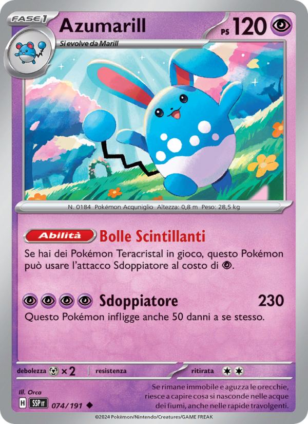 Azumarill 074/252 — Surging Sparks (Italian Pokémon TCG card)