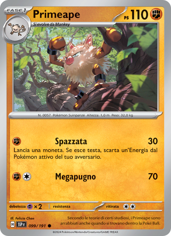 Primeape 099/252 — Surging Sparks (Italian Pokémon TCG card)