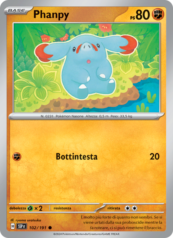 Phanpy 102/252 — Surging Sparks (Italian Pokémon TCG card)
