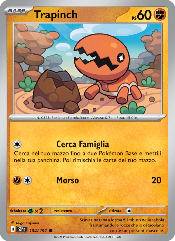 Trapinch 104/252 — Surging Sparks (Italian Pokémon TCG card)