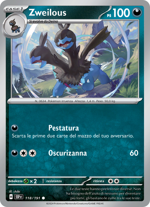 Zweilous 118/252 — Surging Sparks (Italian Pokémon TCG card)