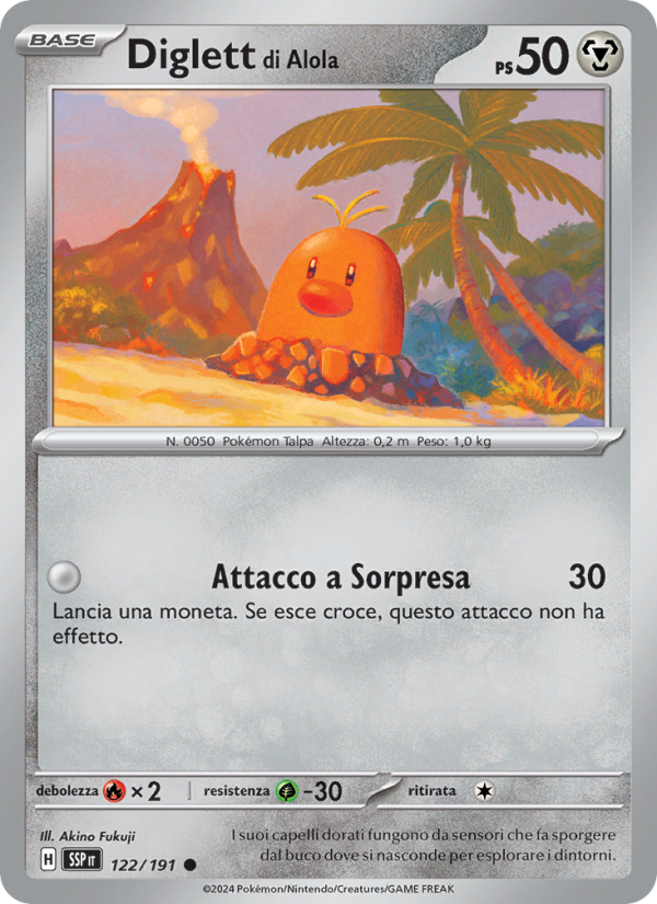 Diglett di Alola 122/252 — Surging Sparks (Italian Pokémon TCG card)