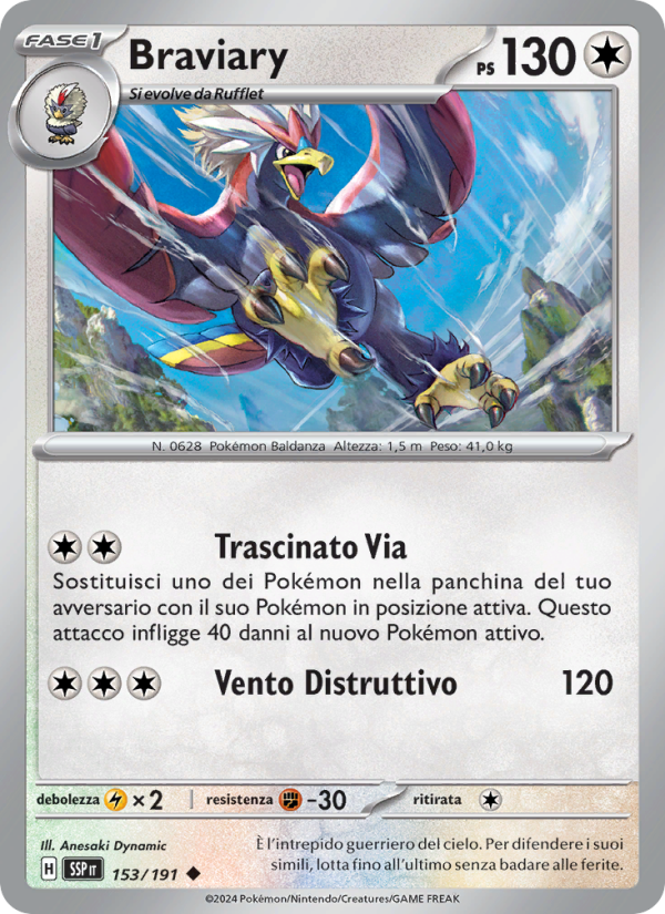Braviary 153/252 — Surging Sparks (Italian Pokémon TCG card)