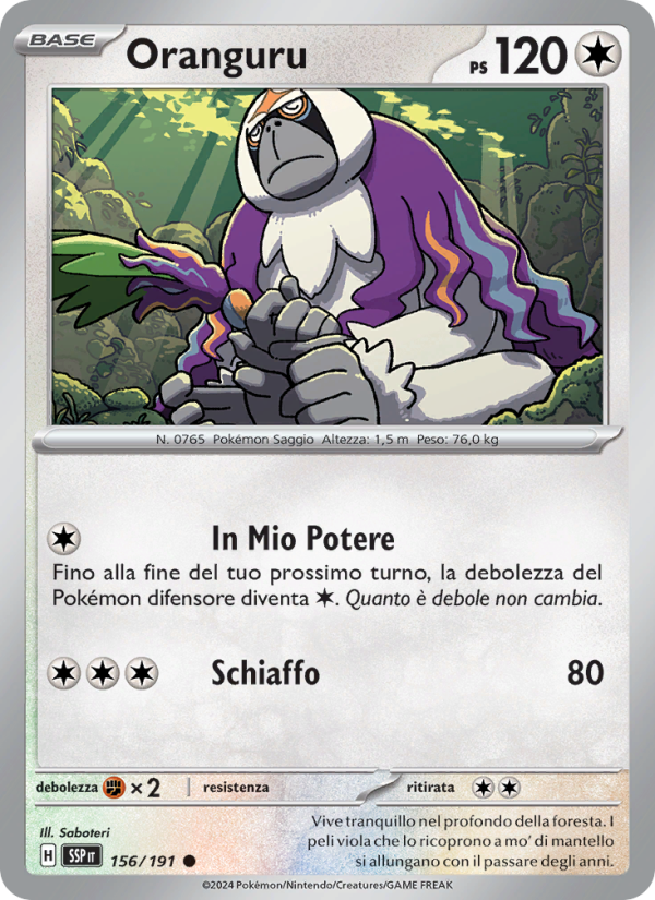 Oranguru 156/252 — Surging Sparks (Italian Pokémon TCG card)