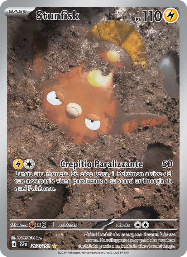 Stunfisk 202/252 — Surging Sparks (Italian Pokémon TCG card)