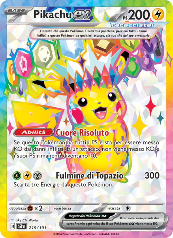 Pikachu-ex 219/252 — Surging Sparks (Italian Pokémon TCG card)