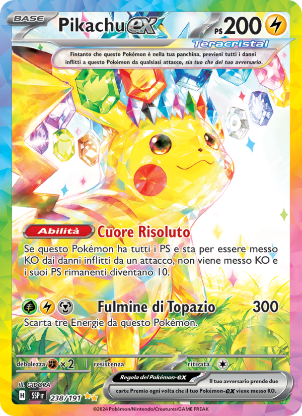 Pikachu-ex 238/252 — Surging Sparks (Italian Pokémon TCG card)
