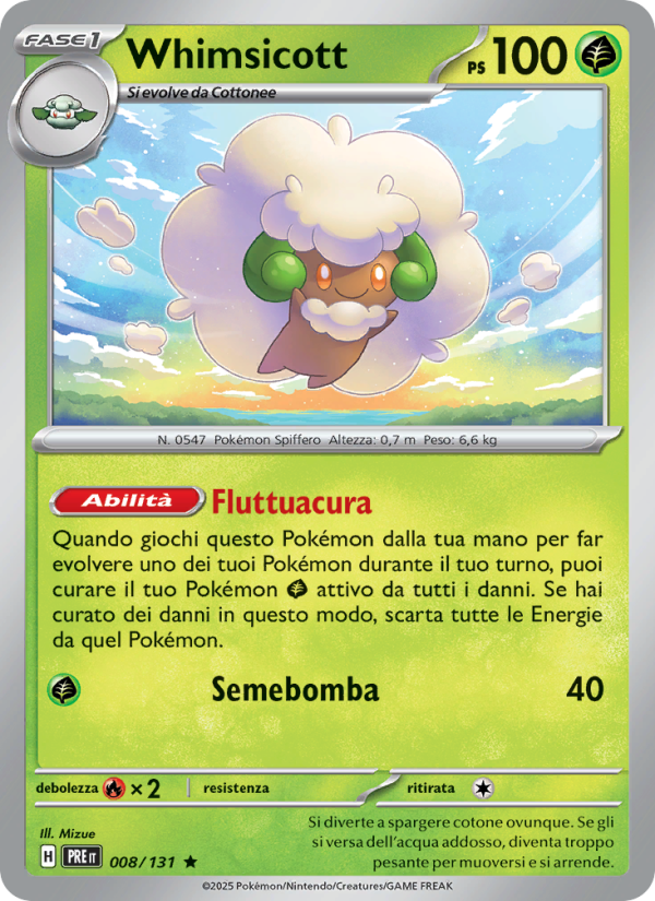 Whimsicott 008/180 — Prismatic Evolutions (Italian Pokémon TCG card)