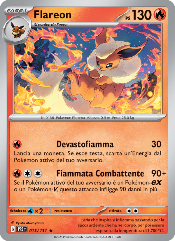 Flareon 013/180 — Prismatic Evolutions (Italian Pokémon TCG card)