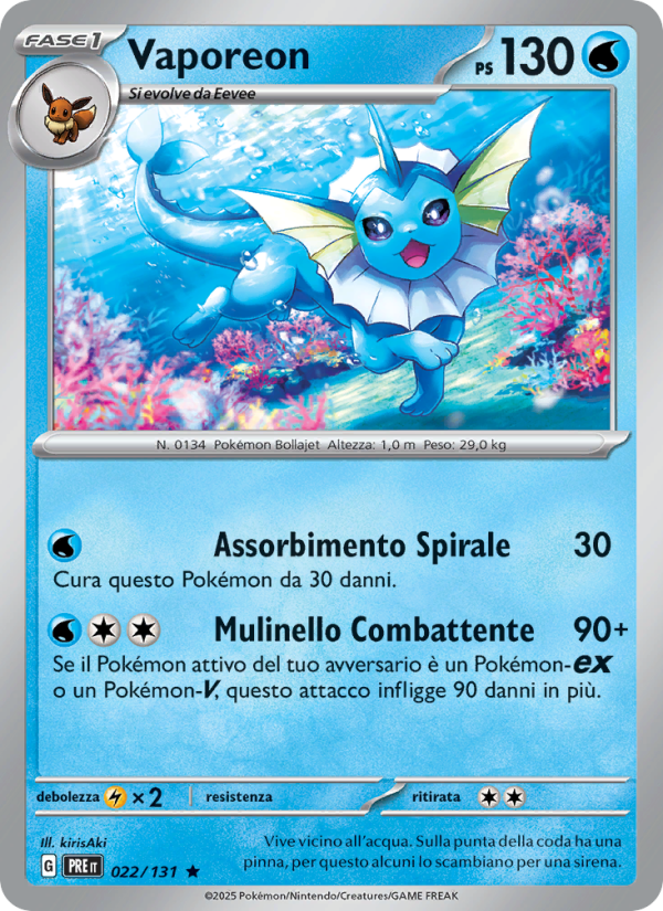 Vaporeon 022/180 — Prismatic Evolutions (Italian Pokémon TCG card)