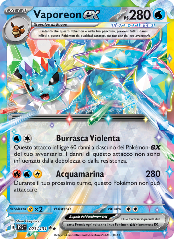 Vaporeon-ex 023/180 — Prismatic Evolutions (Italian Pokémon TCG card)