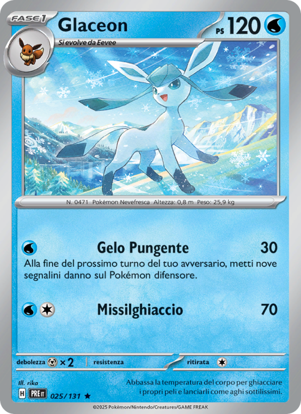 Glaceon 025/180 — Prismatic Evolutions (Italian Pokémon TCG card)