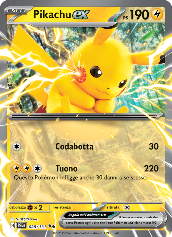 Pikachu-ex 028/180 — Prismatic Evolutions (Italian Pokémon TCG card)