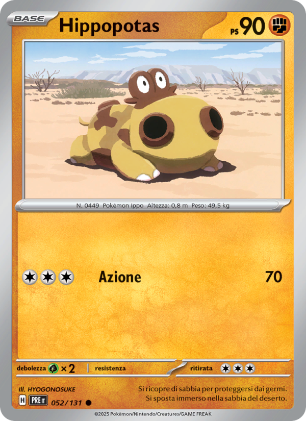 Hippopotas 052/180 — Prismatic Evolutions (Italian Pokémon TCG card)