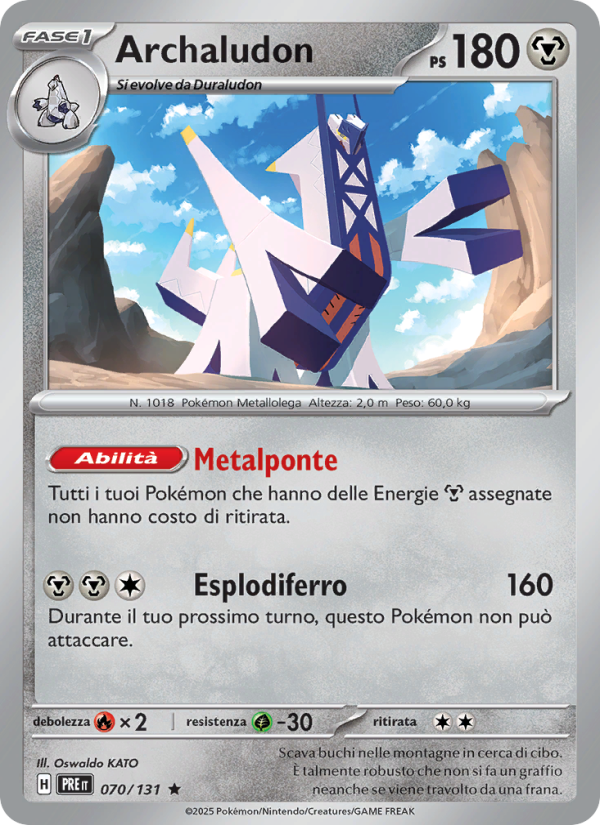 Archaludon 070/180 — Prismatic Evolutions (Italian Pokémon TCG card)