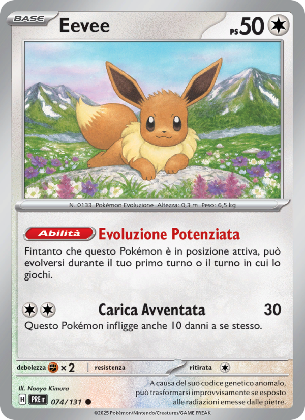 Eevee 074/180 — Prismatic Evolutions (Italian Pokémon TCG card)