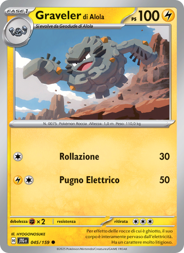 Graveler di Alola 045/190 — Journey Together (Italian Pokémon TCG card)