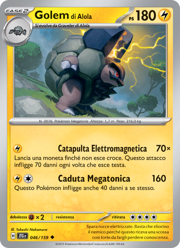 Golem di Alola 046/190 — Journey Together (Italian Pokémon TCG card)