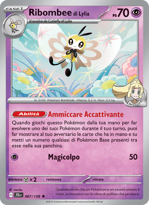 Ribombee di Lylia 067/190 — Journey Together (Italian Pokémon TCG card)