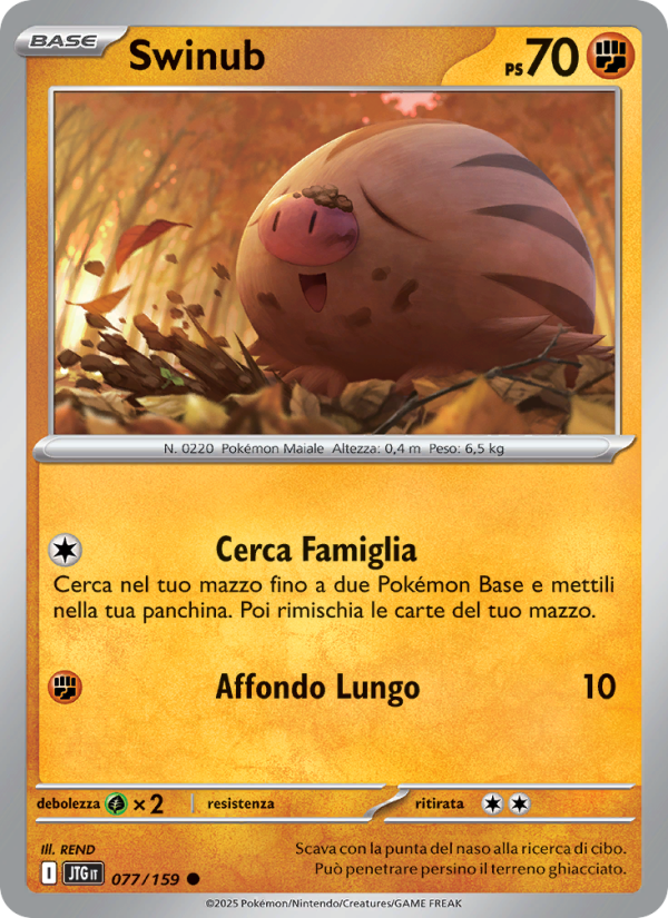 Swinub 077/190 — Journey Together (Italian Pokémon TCG card)